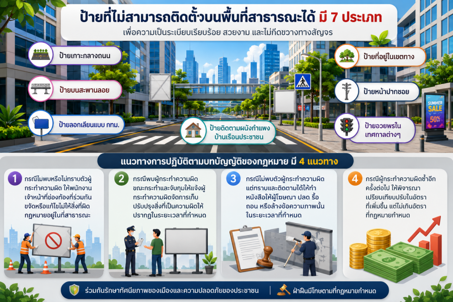ป้ายที่ไม่สามารถติดตั้งบนพื้นที่สาธาระณะได้